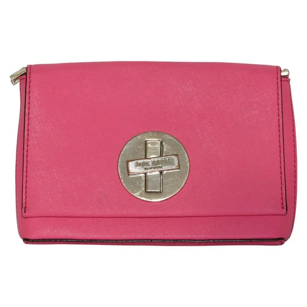 Kate Spade Pink Leather Gold Turn Lock Mini Bag